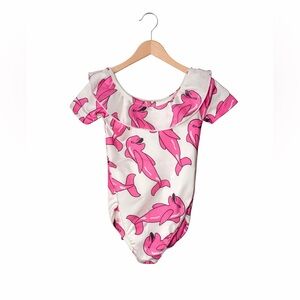 Dolphin Pink & White Boutique Swim Suit Size 5t. Great Condition